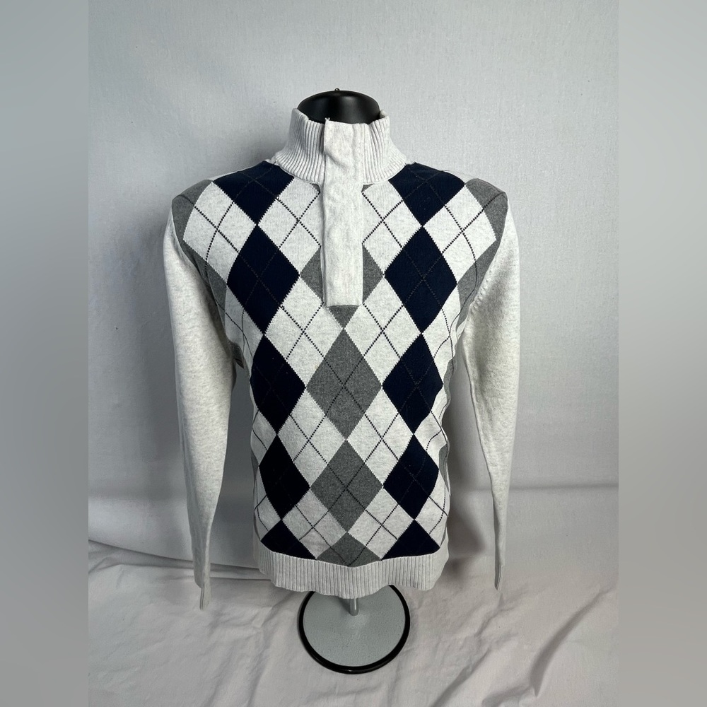 Mens Sweater-INC INTERNATIONAL CONCEPTS-gray argyle